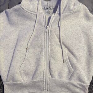 Rue21 Light Gray Zip-Up Hoodie